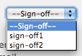 select of Sign off