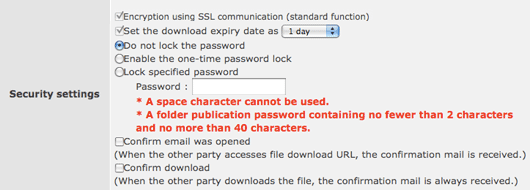 security settings for the publication folde