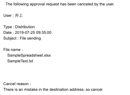 the canceled Email to the superior
