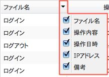 各項目の表示・非表示